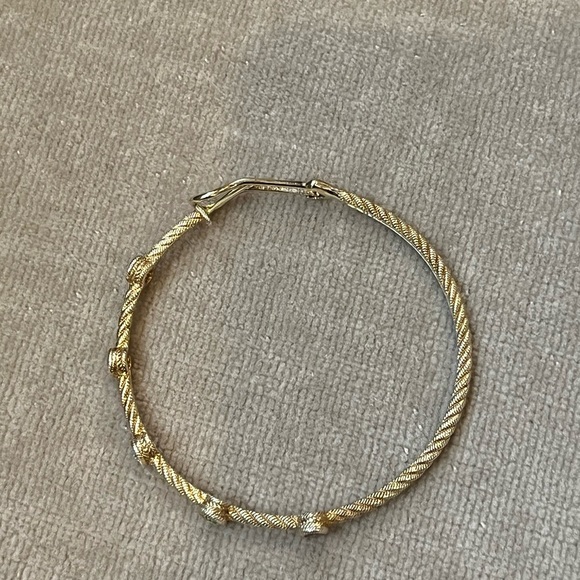 ONE Judith Ripka Sterling Gold Clad MultiColor Gemstones 2" Hoop Pierced Earring - Picture 9 of 11